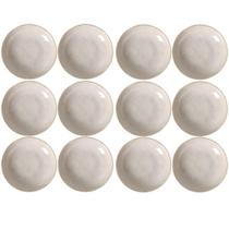Jogo 12 Pratos Bio Latte Porto Brasil 22cm Fundo Rústico Off White Mesa Posta Jantar