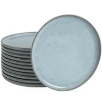Jogo 12 Pratos Cerâmica Azul Rasos 27cm Porto Brasil Bio Bre