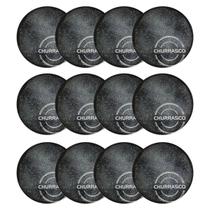 Jogo 12 Pratos Churrasco Porcelana 25cm Carbon Mesa Posta Churrascaria Tramontina