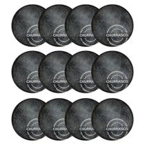 Jogo 12 Pratos Churrasco Porcelana 25cm Carbon Mesa Posta Churrascaria Tramontina