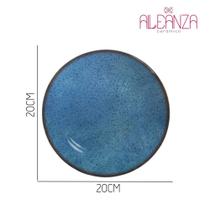Jogo 12 Pratos de Sobremesa de Cerâmica Azul Coup Egito Alleanza 20cm