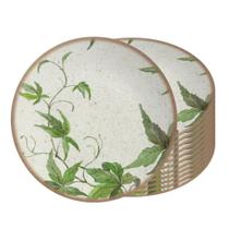 Jogo 12 Pratos de Sobremesa de Cerâmica Off White Coup Tropical Leaves Alleanza 20cm Jogo 12 Pratos de Sobremesa de Cerâmica Off White Coup Tropical Leaves Alleanza 20cm