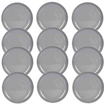 Jogo 12 Pratos de Sobremesa em Melamina 20cm Cinza