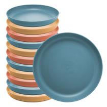 Jogo 12 Pratos de Sobremesa Fibra de Bambu PP Stripes Cores Sortidas 20cm Lyor Jogo 12 Pratos de Sobremesa Fibra de Bambu PP Stripes Cores Sortidas 20cm Lyor