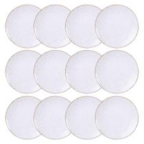 Jogo 12 Pratos de Sobremesa Porcelana Rústico Marrom 21cm Bo Jogo 12 Pratos de Sobremesa Porcelana Rústico Marrom 21cm Bo