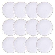 Jogo 12 Pratos de Sobremesa Porcelana Rústico Marrom 21cm Bolos Tortas Doces Tramontina