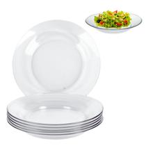 Jogo 12 Pratos Fundo Refeição Vidro Transparente Resistente Jogo 12 Pratos Fundo Refeição Vidro Transparente Resistente