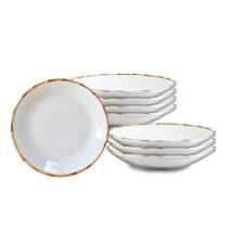 Jogo 12 Pratos Fundos Borda de Bambu 24cm 1ª Linha Scalla Jogo 12 Pratos Fundos Borda de Bambu 24cm 1ª Linha Scalla