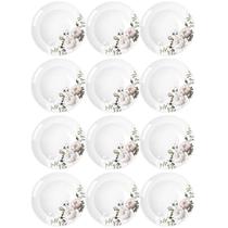 Jogo 12 Pratos Fundos Redondos 23cm Garden em Porcelana com Estampa Floral Germer Jogo 12 Pratos Fundos Redondos 23cm Garden em Porcelana com Estampa Floral Germer