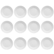 Jogo 12 Pratos para Sobremesa Porcelana 20,5cm Branco Diamante Germer Mesa Posta Jogo 12 Pratos para Sobremesa Porcelana 20,5cm Branco Diamante Germer Mesa Posta