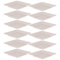 Jogo 12 Pratos Plásticos Quadrados 22,5cm Saladas Aperitivos Sobremesa Restaurantes Buffet Ou Bege Jogo 12 Pratos Plásticos Quadrados 22,5cm Saladas Aperitivos Sobremesa Restaurantes Buffet Ou Bege