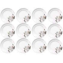 Jogo 12 Pratos Porcelana Rasos Redondos 27cm Garden Estampa Floral Germer Jogo 12 Pratos Porcelana Rasos Redondos 27cm Garden Estampa Floral Germer
