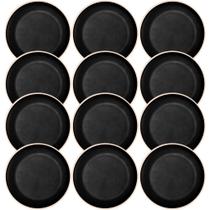 Jogo 12 Pratos Pretos Sushi 26cm Melamina Wolff Class Sashimi Petisqueira Redonda Jogo 12 Pratos Pretos Sushi 26cm Melamina Wolff Class Sashimi Petisqueira Redonda