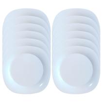 Jogo 12 Pratos Quadrado Branco 20cm em Melamina Premium Jogo 12 Pratos Quadrado Branco 20cm em Melamina Premium