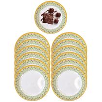 Jogo 12 Pratos Raso em Melamina Decorado 20cm Atacado