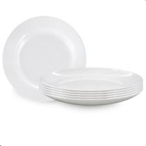 Jogo 12 Pratos Rasos de Vidro Opaline Branco para Sobremesa Jogo 12 Pratos Rasos de Vidro Opaline Branco para Sobremesa