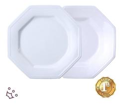 Jogo 12 Pratos Rasos E 12 Fundos Prisma Porcelana Schmidt 24 Peças