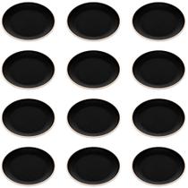 Jogo 12 Pratos Rasos Pretos Melamina 21,5cm Restaurante Bar Sushi Entradas Class Wolff