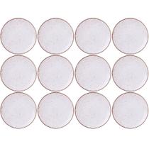 Jogo 12 Pratos Rústicos de Porcelana 25cm Marrom Tramontina Decorado Mesa Posta