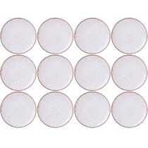 Jogo 12 Pratos Rústicos de Porcelana 25cm Marrom Tramontina Decorado Mesa Posta