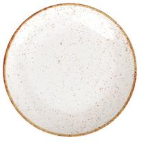 Jogo 12 Pratos Rústicos Tramontina Rasos Marrom em Porcelana 28cm Decorado