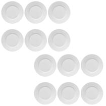 Jogo 12 Pratos Sobremesa Vidro Opaline Branco Temperado, Kit, Conjunto - Allmix