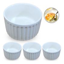 Jogo 12 Ramekim 190ml Porcelana Branco Suflê Torta Pure Bolo Liso