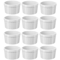 Jogo 12 Ramekins Brancos Canelados 150ml Tigelas Bowls 7,9cm Uno Coza em Polipropileno