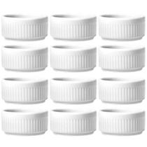 Jogo 12 Ramekins Molheiras de Porcelana 85ml Branco Canelado Pequeno Germer Jogo 12 Ramekins Molheiras de Porcelana 85ml Branco Canelado Pequeno Germer