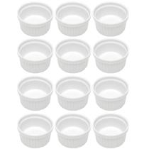 Jogo 12 Ramequins 50ml Canelado Porcelana Classic Branco Lyor Servir Petiscos