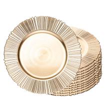 Jogo 12 Sousplat Redondo de Plástico Solar Dourado 33cm Wolff