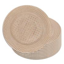 Jogo 12 Sousplat Redondo de Plástico Wolff com Textura de Rattan Bronze 33cm Jogo 12 Sousplat Redondo de Plástico Wolff com Textura de Rattan Bronze 33cm