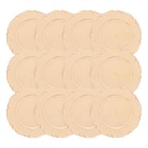 Jogo 12 Sousplat Redondo Patinado Plástico Moon Bege Lyor 33cm