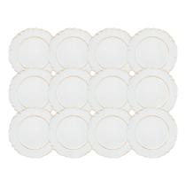 Jogo 12 Sousplat Redondo Patinado Plástico Moon Branco Lyor 33cm