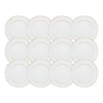 Jogo 12 Sousplat Redondo Patinado Plástico Moon Branco Lyor 33cm Jogo 12 Sousplat Redondo Patinado Plástico Moon Branco Lyor 33cm