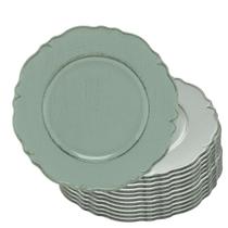 Jogo 12 Sousplat Redondo Patinado Plástico Moon Verde Entradas Sobremesa 25cm Lyor