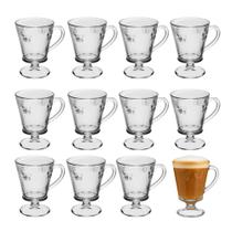 Jogo 12 Taça de Vidro para Cappuccino Lines Butterfly Borboleta Wolff 240ml