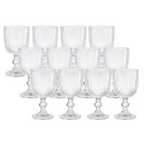 Jogo 12 Taça de Vidro Transparente Canelada 380ml Em Casa Tem