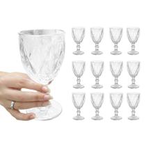 Jogo 12 Taças Água Suco Vinho De Vidro 260ml Diamond Transparente Resistente Jogo 12 Taças Água Suco Vinho De Vidro 260ml Diamond Transparente Resistente