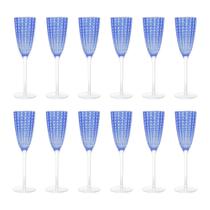 Jogo 12 Taças de Champanhe Espumante de Vidro Orquídea Azul 200ml Wolff Jogo 12 Taças de Champanhe Espumante de Vidro Orquídea Azul 200ml Wolff