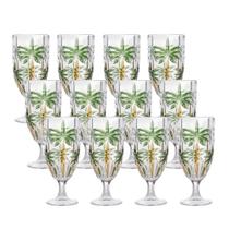 Jogo 12 Taças de Cristal Palm Tree Coqueiro para Água Suco Wolff 450ml