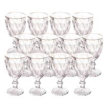 Jogo 12 Taças de Vidro com Borda Dourada Diamond Cor Transparente Água 300ml Class Home Jogo 12 Taças de Vidro com Borda Dourada Diamond Cor Transparente Água 300ml Class Home