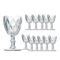 Jogo 12 Taças de Vidro Cor Transparente Diamante Clear p/ Água Vinho Class Home 240ml