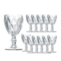 Jogo 12 Taças de Vidro Diamond Cor Transparente para Água Vinho Lyor 325ml