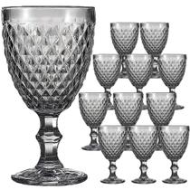 Jogo 12 Taças de Vidro Luxo Agata Cinza 340ml Vinho Água Drinks Grosso Resistente Ametista Jogo 12 Taças de Vidro Luxo Agata Cinza 340ml Vinho Água Drinks Grosso Resistente Ametista