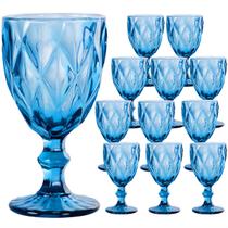 Jogo 12 Taças de Vidro Luxo Diamond Azul Transparente 320ml Vinho Água Drinks Grosso Resistente Diamante Jogo 12 Taças de Vidro Luxo Diamond Azul Transparente 320ml Vinho Água Drinks Grosso Resistente Diamante