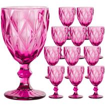 Jogo 12 Taças de Vidro Luxo Diamond Rosa Transparente 320ml Vinho Água Drinks Grosso Resistente Diamante Jogo 12 Taças de Vidro Luxo Diamond Rosa Transparente 320ml Vinho Água Drinks Grosso Resistente Diamante