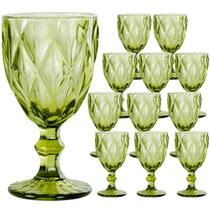 Jogo 12 Taças de Vidro Luxo Diamond Verde Transparente 320ml Vinho Água Drinks Grosso Resistente Diamante Jogo 12 Taças de Vidro Luxo Diamond Verde Transparente 320ml Vinho Água Drinks Grosso Resistente Diamante