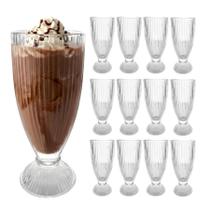 Jogo 12 Taças De Vidro Sorvete Milk Shake Sobremesas 310ml