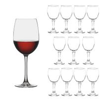 Jogo 12 Taças de Vinho Degustação Vidro Transparente Eden Class Home 340ml